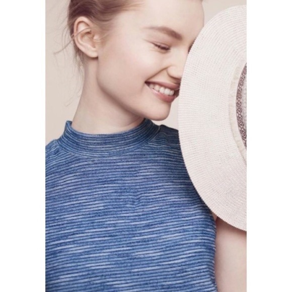 Anthropologie Postmark Heather Indigo Blue Crop Mockneck Tank Size XS. L2 - Picture 6 of 7